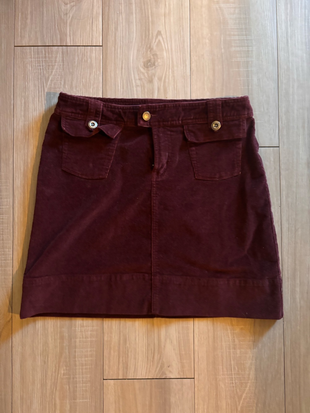 Burgundy Corduroy Mini Skirt